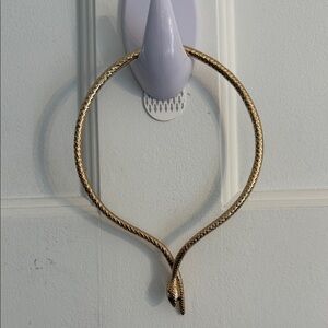 Gold Tone Snake Collar Necklace - Women's Statement Necklace